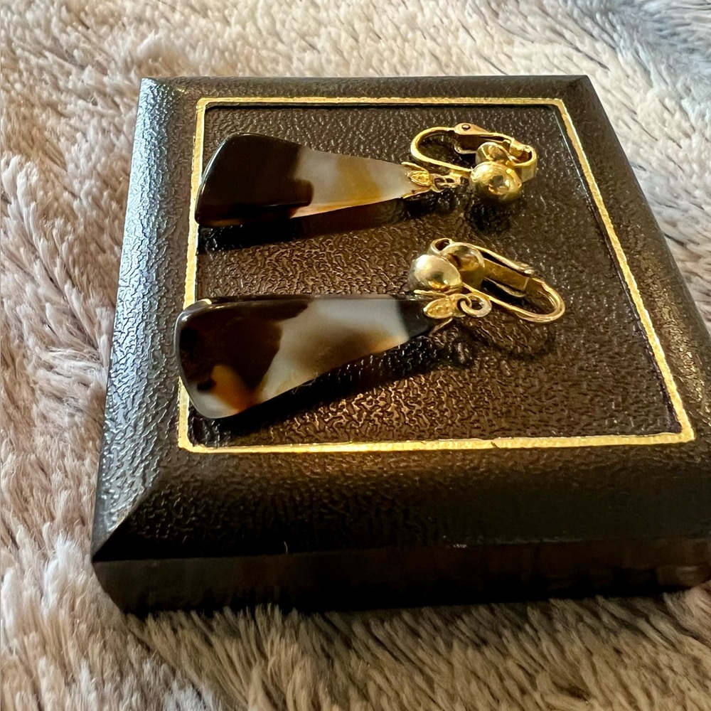 Vintage Tortoiseshell Earrings with Gold Accents